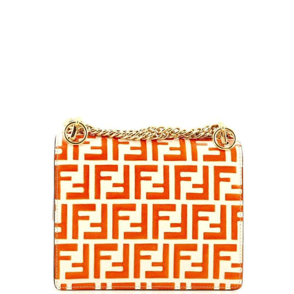 Fendi Kan I Bag Zucca Embossed Leather Small Orange - Picture 3 of 9